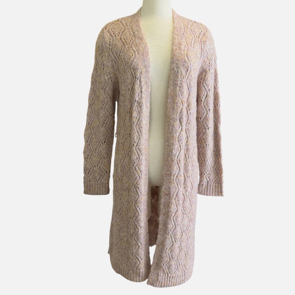 Soft Surroundings soft pink cardigan size small open front soft angora open knit
